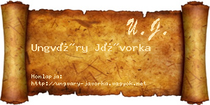 Ungváry Jávorka névjegykártya